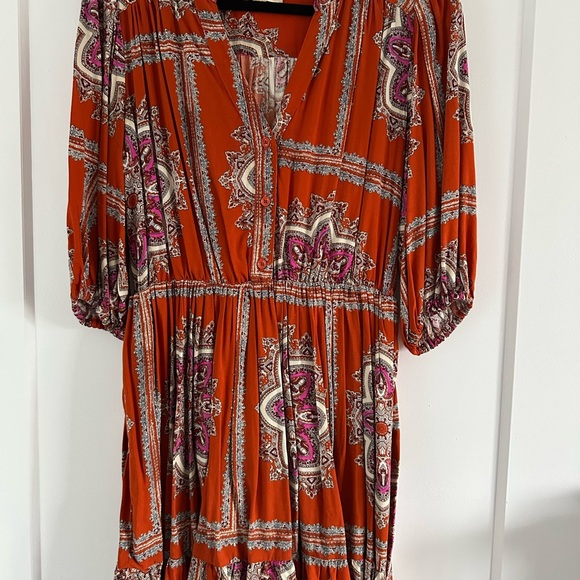 Anthropologie Porridge Isabel paisley ruffle dress in orange - Size S - Picture 7 of 11